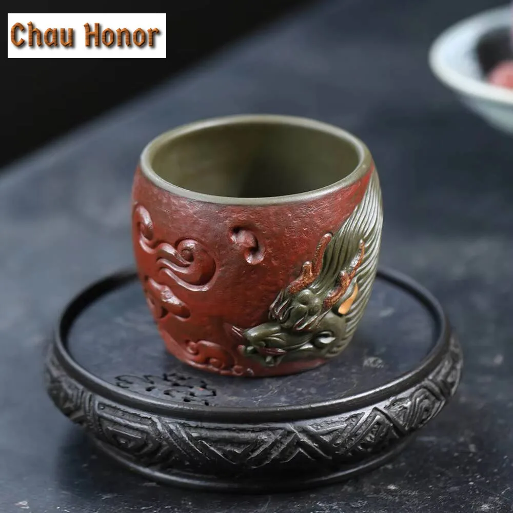 210ml Handamde Yixing Purple Clay Teacup Creative Dragon Master Cup Pixiu Tea Bowl Personal Chazhan Chinese Zisha Kung Fu Teaset