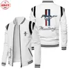 Contrast color leather jacket Ford Mustang car logo retro washed pu leather jacket windproof men's autumn and winter warm velvet 1