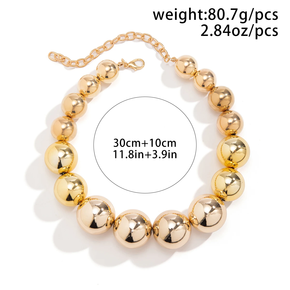 Übertriebene CCB Big Ball Beads Choker Halskette in Gold – Perfekter Partyschmuck für Frauen – Hip Hop Modeaccessoire