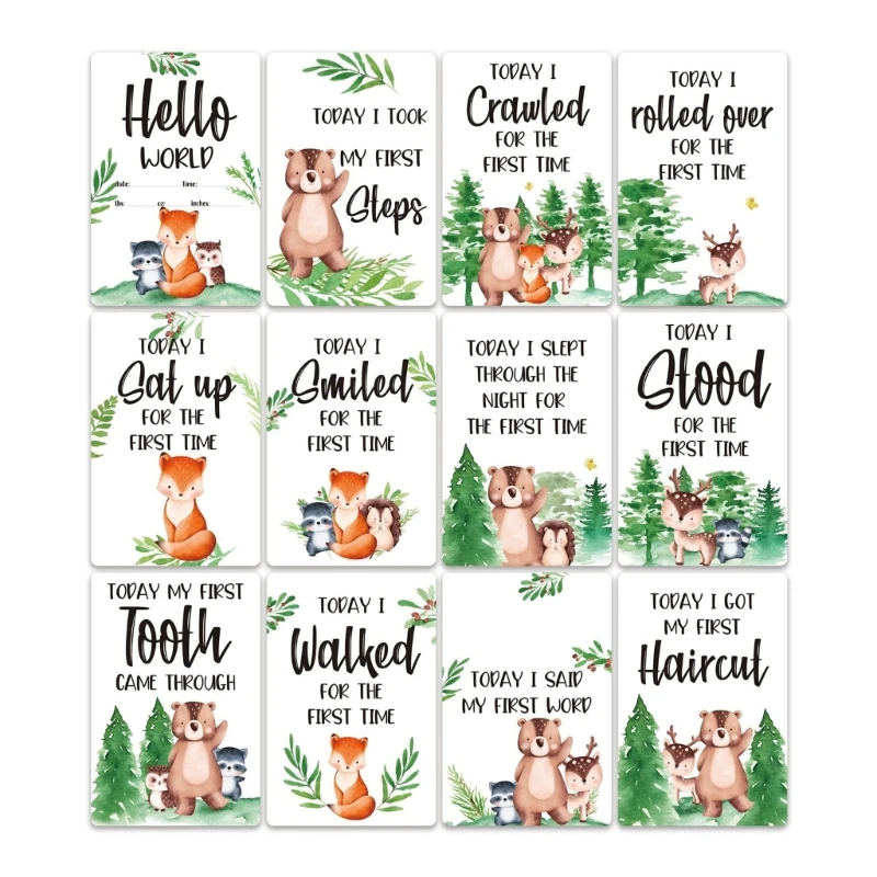 아기 월별 이정표 사진 카드, 양면 신생아 이정표 종이 카드, 임신 카드, 부모용 완벽한 유품, Y55B