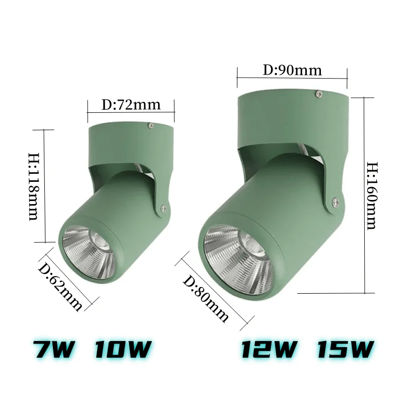 ��ī�� ȸ�� ǥ�� ���� LED �ٿ����Ʈ, COB õ�� ����, ��� �� �Ƿ� ���� ��� ��, 7W, 10W, 12W, 15W