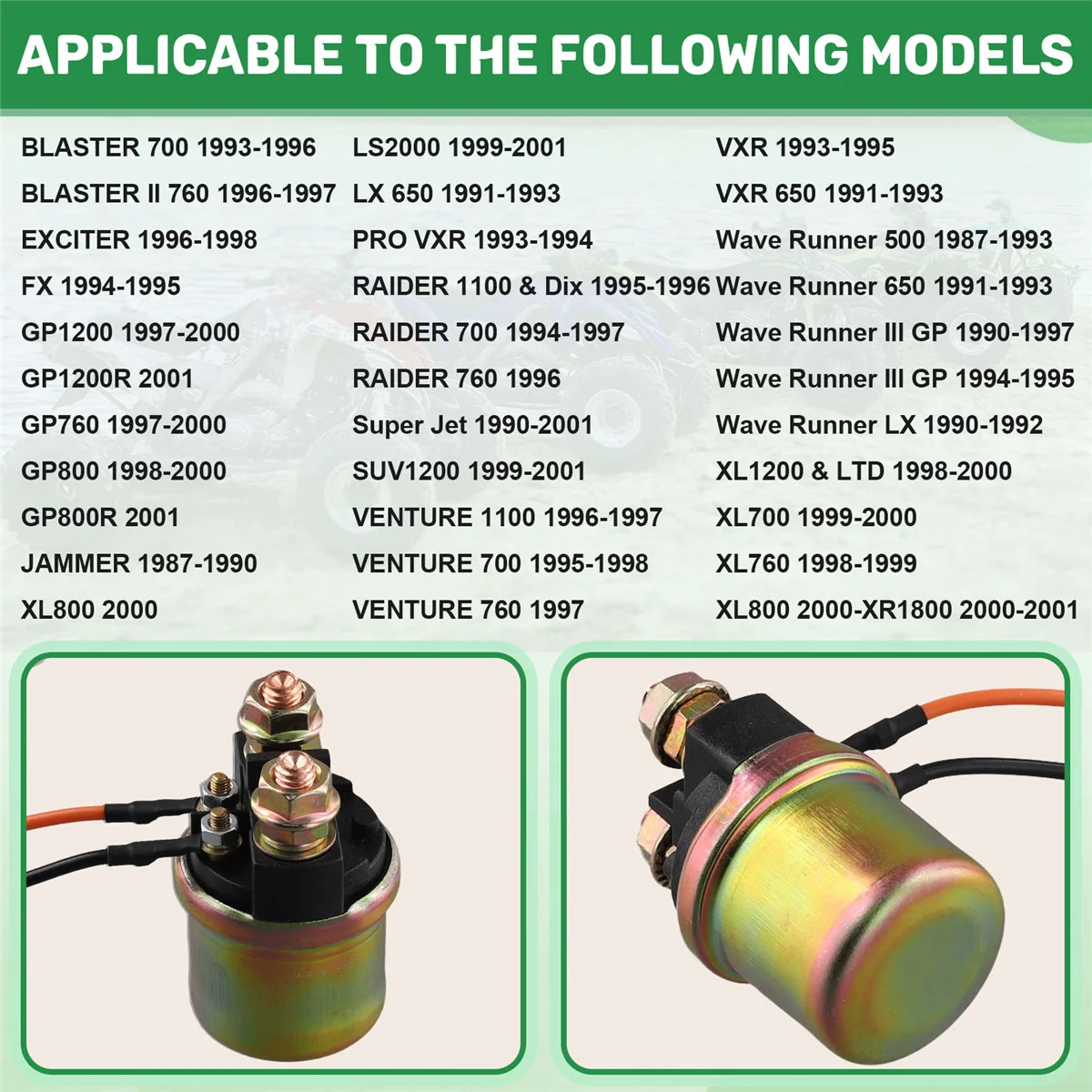 Starter Solenoid Relay for Yamaha WAVERUNNER 1981-2001 650 701 760 800 1100 1200