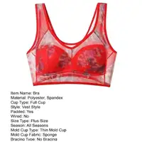 Women Bra Mesh Thin Plus Size Floral Print Wide Shoulder Strap Wireless Anti-snagging Push Up Seamless Mother Bra Female Wear 5