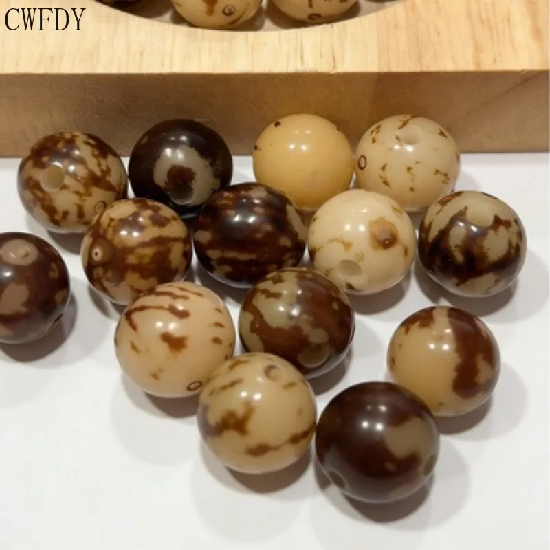 100pcs 도매 직경 13/14mm 천연 호랑이 패턴 보디 루트 비즈 수제 부처님 비즈 팔찌 목걸이 용품