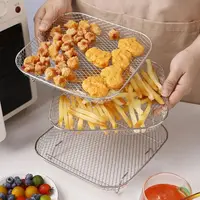 Nouveau support de friteuse à Air empilable Durable, plateau de friteuse à Air antiadhésif en acier inoxydable, panier de gril, Gadgets de cuisine 1