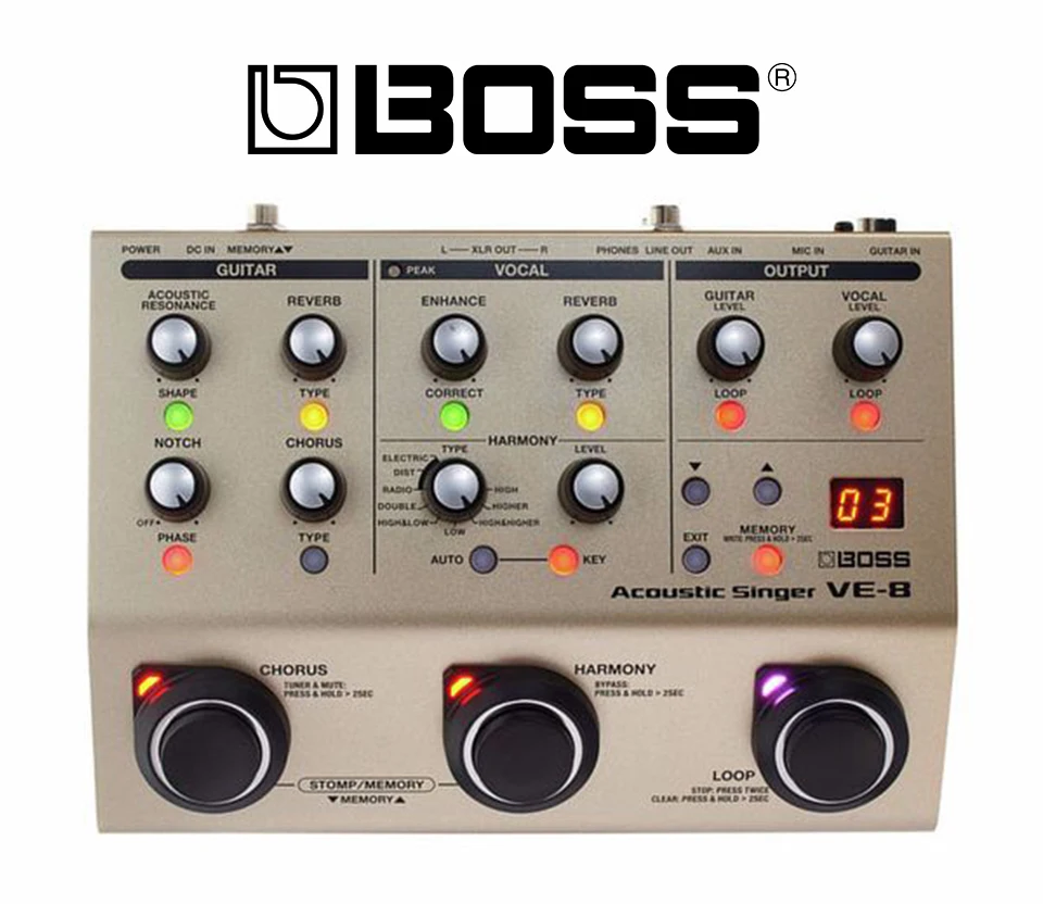 Boss VE-8 Acoustic Singer With built-in effects processor for
