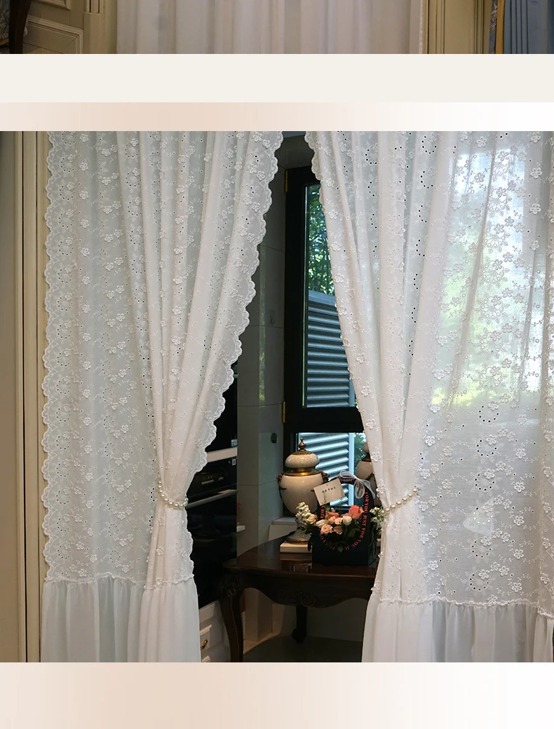 Description Picture 3 of itemLuxury American Cotton Embroidered Curtains for Living Room Door Partition Bay Window Screen Shield Window Drapes Decor