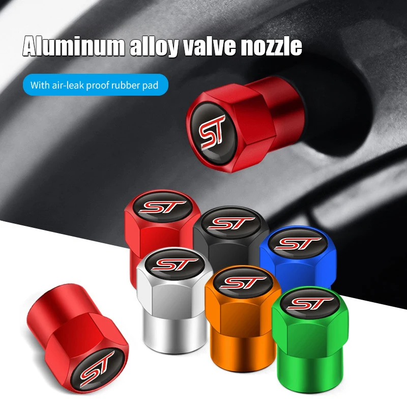 Tire Valve Caps 4pcs Car Wheel Tire Valve Stem Caps Airtight Cover For Ford St Line Focus X 2 3 Mondeo Fiesta Kuga Mk2 Mk3 Mk4 Auto Accessories