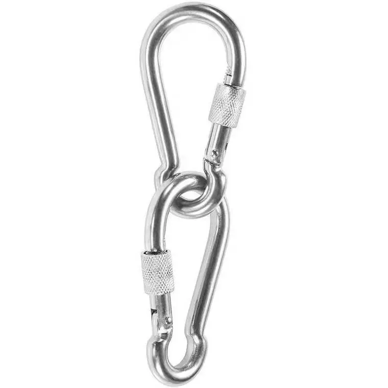 Description Picture 5 of itemM6/M8/M10 304 Silver Stainless Steel Lock Ring Safety Snap Hook Carabiner Spring Snap Quick Link Outdoor Climbing Gear Equipment