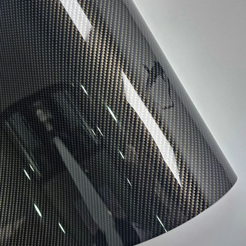 8D Carbon Fiber Car Wrap Film - High Gloss Black Gold Silver