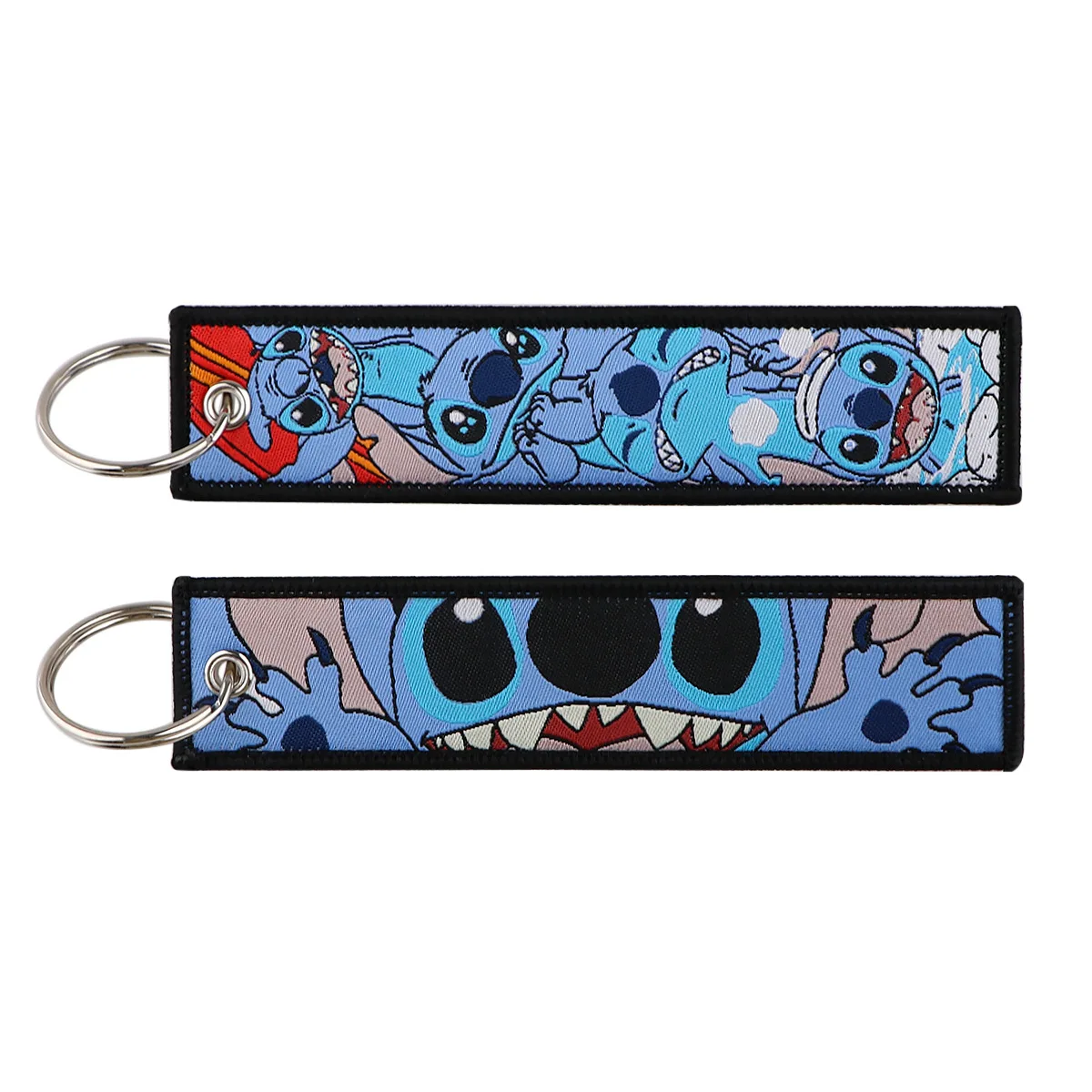 Cute Stitch Keychains Key Tag Blue Alien Keyrings for Car Keys Bags Women Men Cosplay Accessories Gift