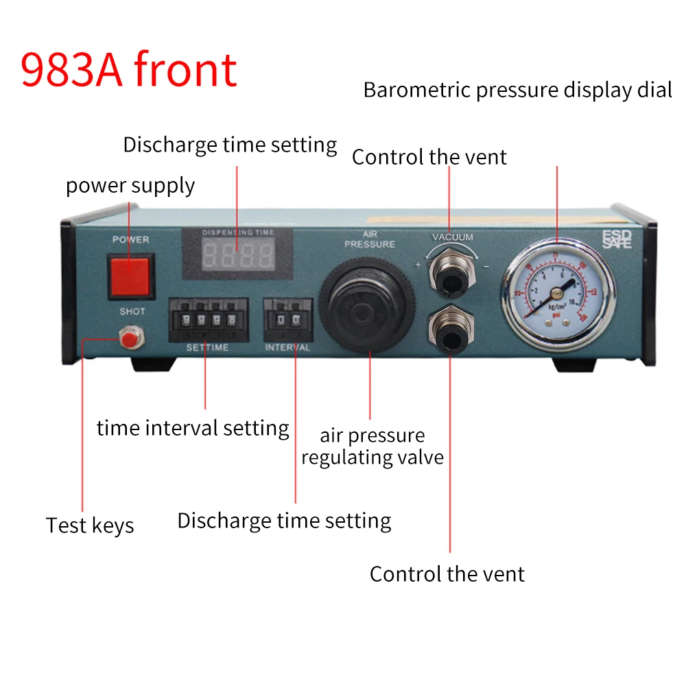 983A Double outlet Auto Glue Dispenser pneumatic dispensing controller suitable for Double Liquid AB Glue Dispensing Valve