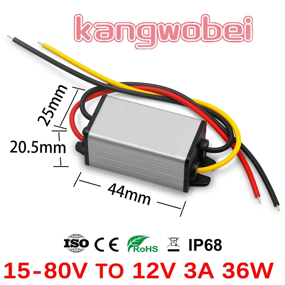 MZHOU DC 15-35V Auf 12V Spannungswandler 3A 36W – Wasserdicht, IP67, Mit Überstromschutz