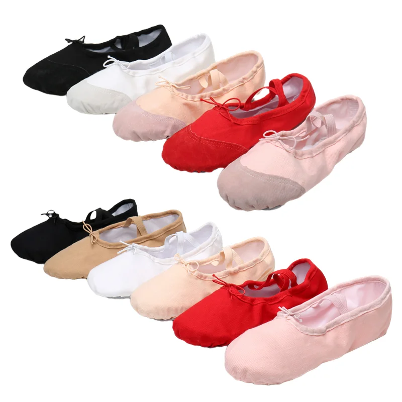 Professional Girls Ballet Shoes Flat Canvas Ballet Dancing Slippers