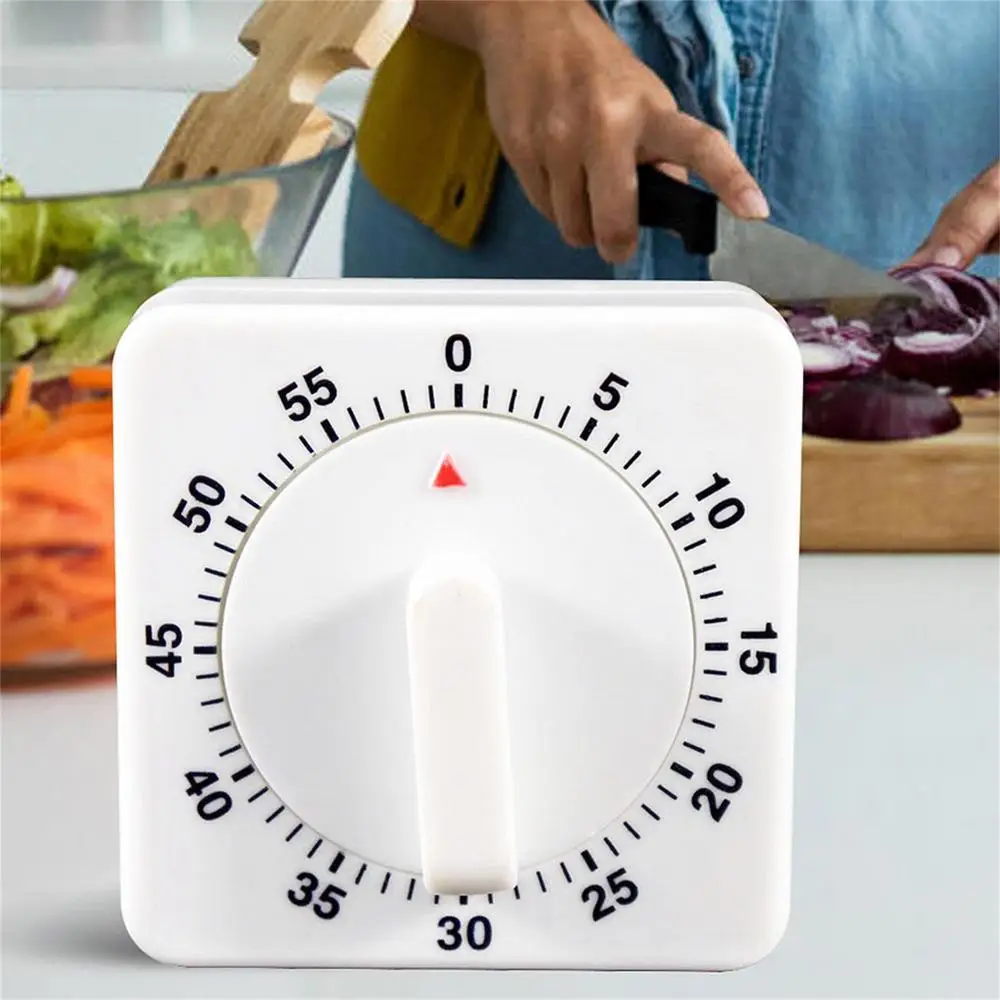 

60 Minutes Mechanical Timer Square Kitchen Cooking Baking Reminder Clock Digital Study Training Timer Countdown Stopwatch