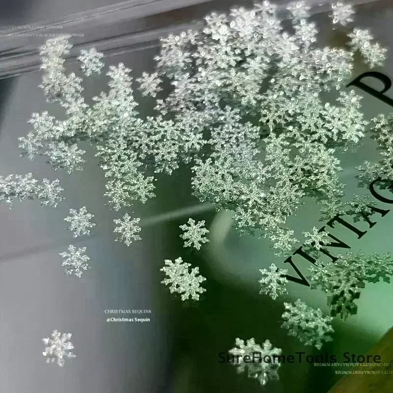 Christmas Snowflake Nail Sequins Sparkling Winter Flakes Spangles 3D Nail Art Decoration Sticker Tips Charm Manicure Salon DIY