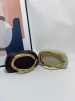 Big Gold Metal Closure Clutch Evening Bags For Women Luxury Designer Handbag And Purse Vintage Oval Box Chain Strap Shoulder
