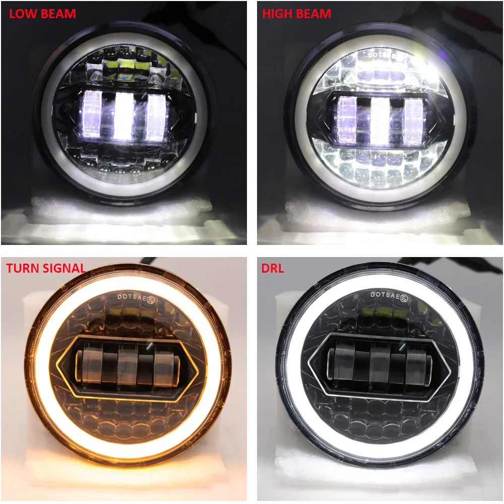 5.75" 5 3/4 Led Motorcycle Headlight Black For Dyna Softail Sportster 883 Xl883 Fxcw