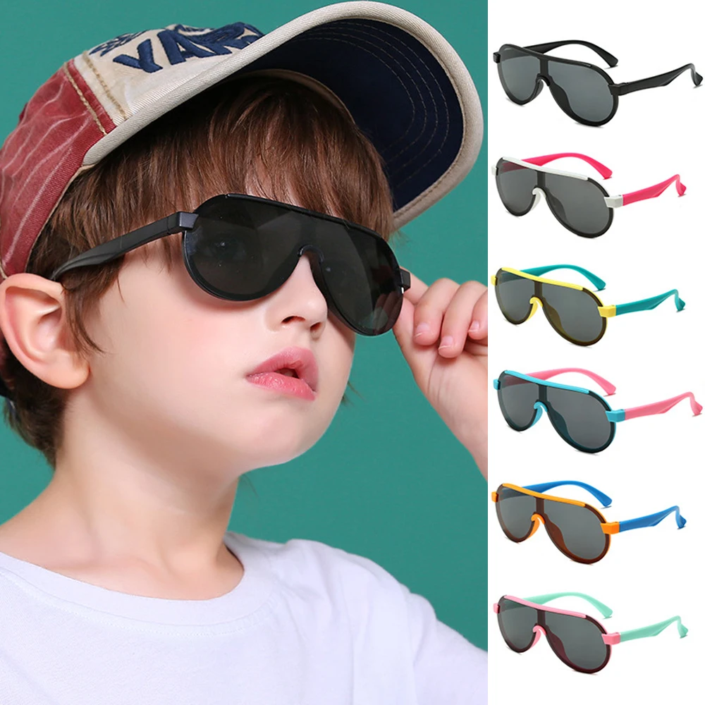 

New One Piece Children's Sunglasses Classic Pilot Toad Glasses Large Frame Baby Glasses for Boys and Girls Cute Fashion Party