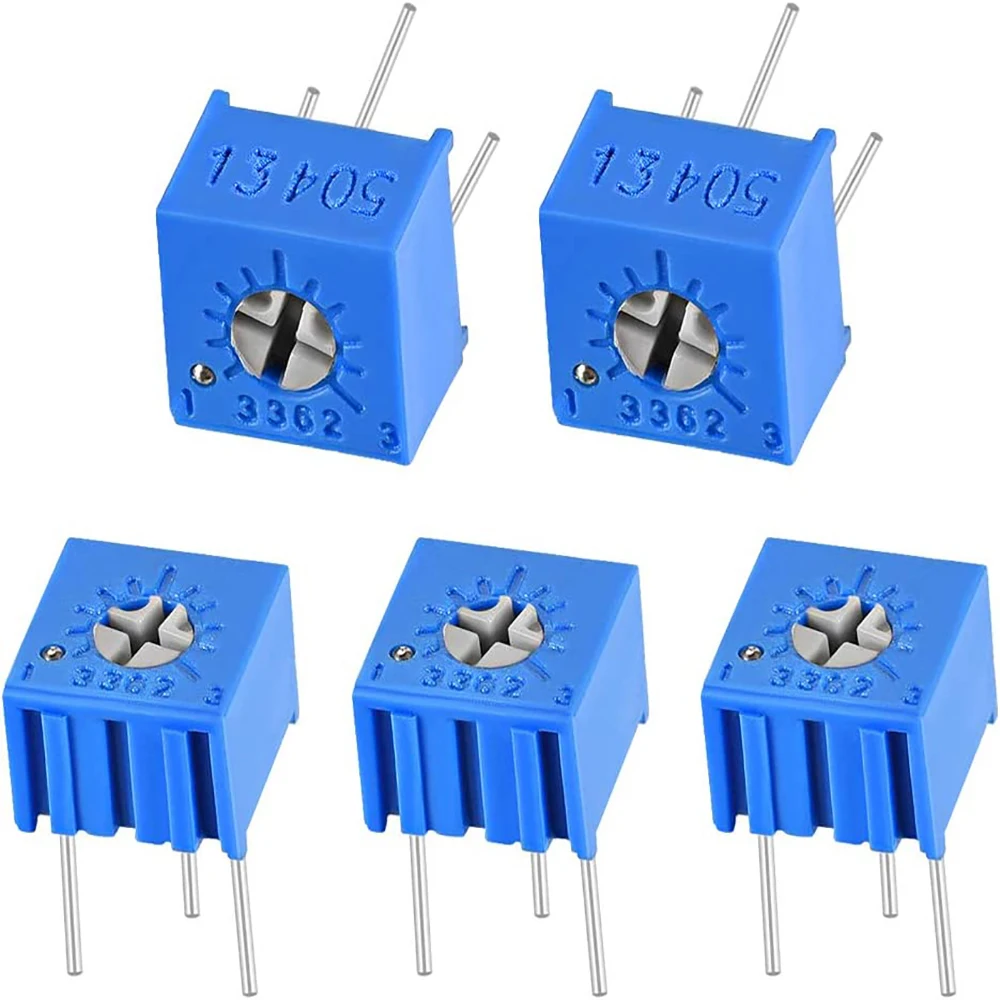 5PCS 3362P Single Turn Trimmer Potentiometer 100 200 500 1K 2K 5K 10K 20K 50K 100K 500K 1M Ohm Breadboard Resistance for Arduino