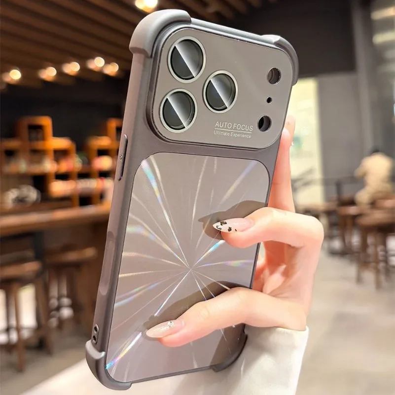 Luxury 6D Colorful Laser Aurora Shockproof Phone Case with Air Soft Bumper & Glass Camera Protection
