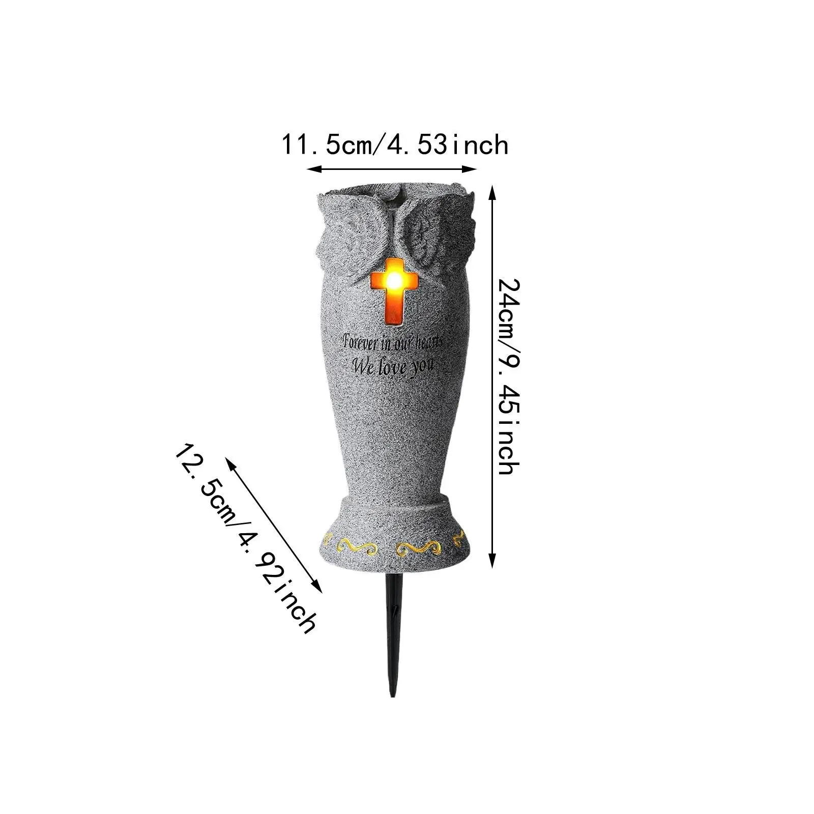Cemetery Grave Flower Vase Cross Solar Light Cemetery Vase with Spike Grave Marker Decoration Solar Cemetery Grave Vase with LED 6