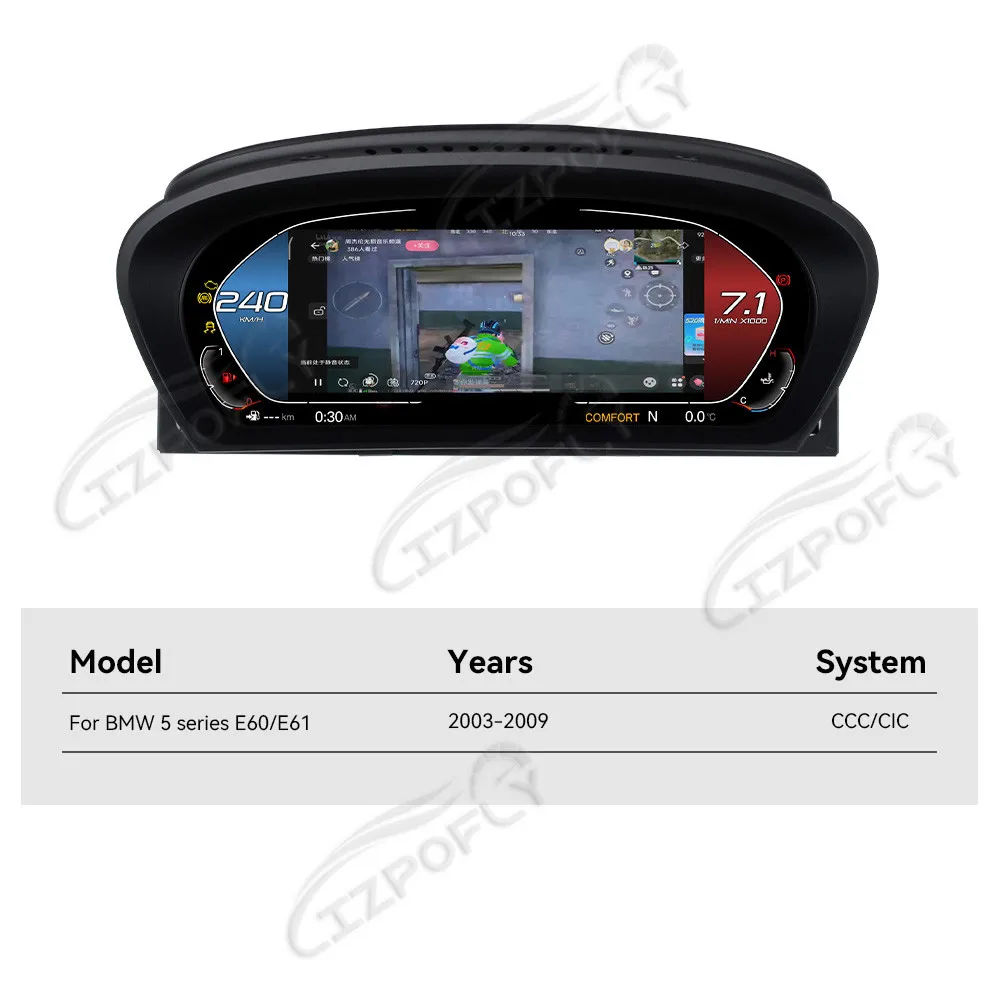 BMW 5 시리즈 E60 E61 2003-2009용 풀 LCD 디지털 계기판 플러그 앤 플레이 속도계 대시보드 교체