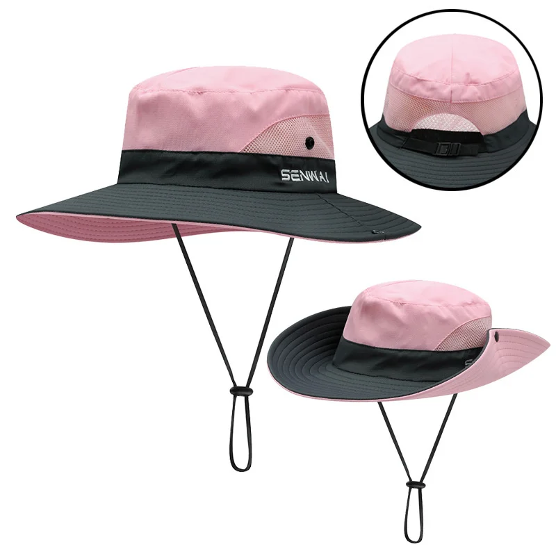 Sombrero De Malla Para Mujer Verano Playa Protección UV UPF Ala Ancha
