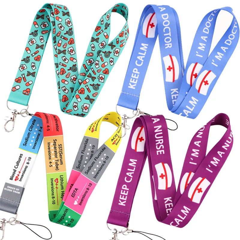 Medical Nurse Doctor Cartoon Neck Strap Lanyards ID badge card holder  keychain Mobile Phone Strap Gift Ribbon webbing necklace - AliExpress