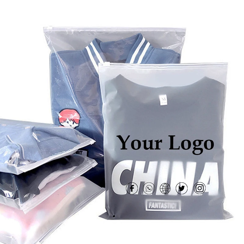 Custom Plastic Bag Clothing Custom Ziplock Bags Clothes Frosted Zip Bags Clothes Gift