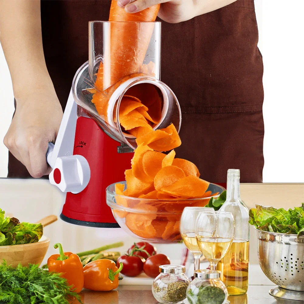 Handheld Rotary Slicers For Vegetables Cheese Grater Shredder Veggie Slicer  Chopper 3 Stainless Steel Round Graters Bpa Free - Fruit & Vegetable Tools  - AliExpress