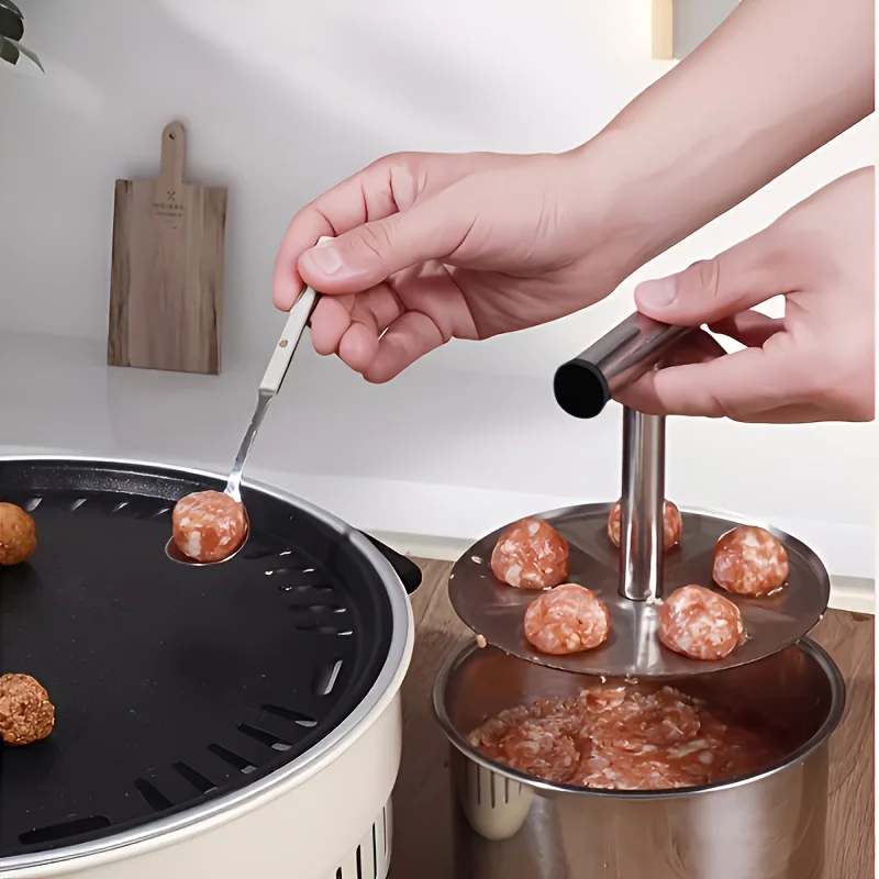 Meatball maker tool stainless steel 6pc press-type mold ergonomic handle dishwasher safe restaurant/home kitchen use