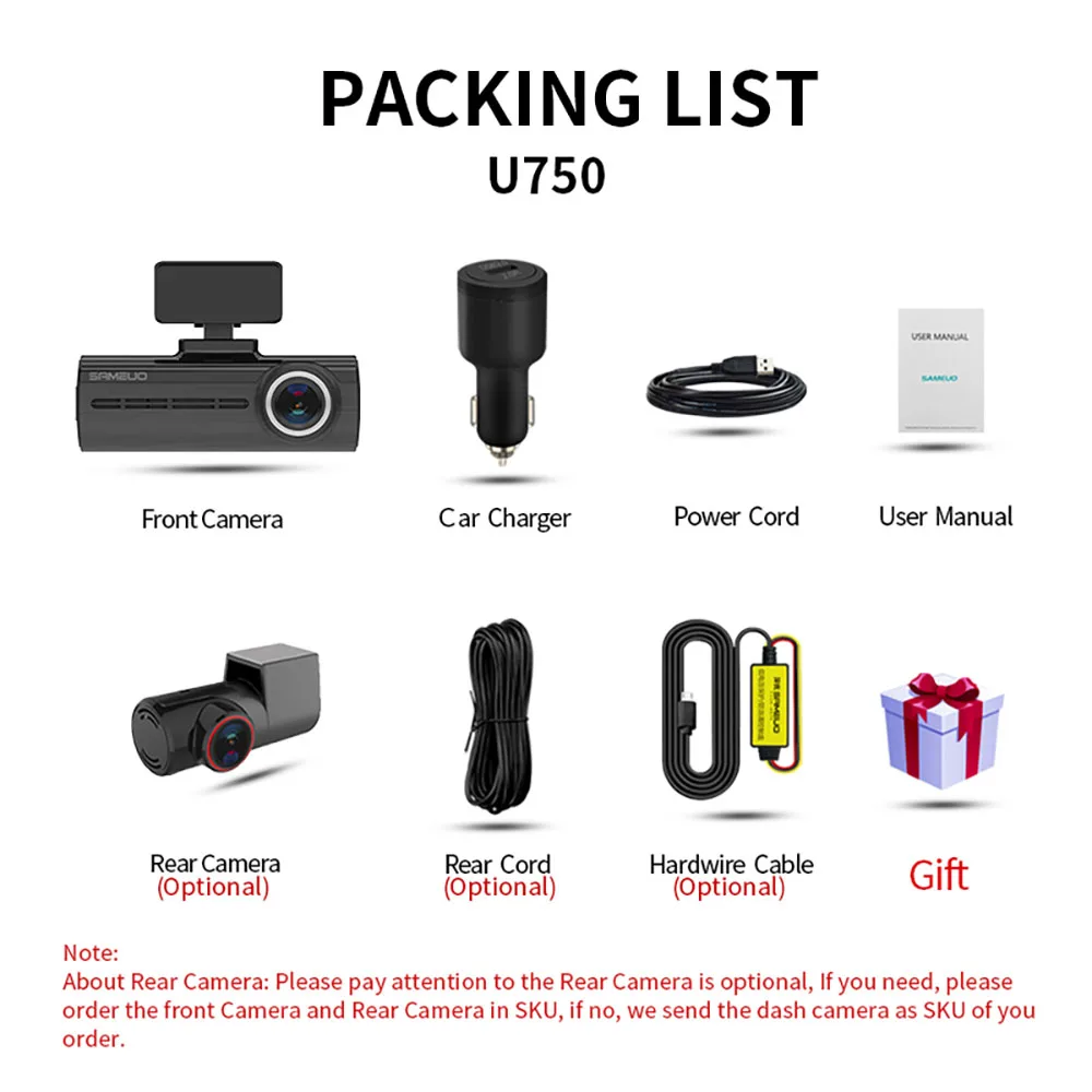 Dash Cam Sameuo U750 Car Dvr WIFI APP Auto Video Recorder Reverse 24H Parking Monitor Car Camera Black Box dash cam car dvr monitor
