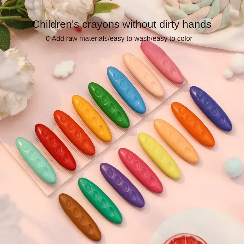 12/24/36 Colors Washable Not Dirty Hands Toddler Crayons Hole Crayons for Kids Non-Toxic Baby Crayons Coloring Art Supplies