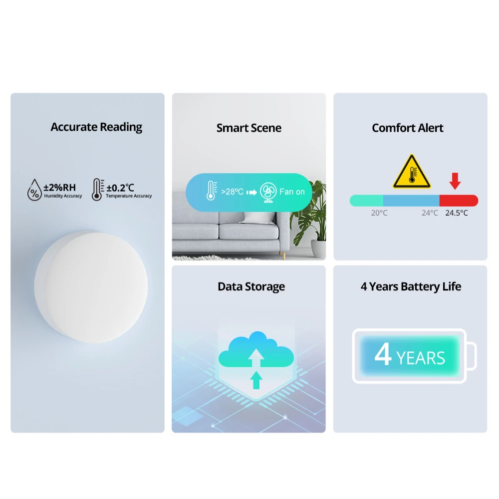 SONOFF SNZB 02P eWeLink Smart Home Gadgets ZigBee Temperature Sensor Humidity Detector Thermometer Alexa Google Assistant Yandex temperature sensor