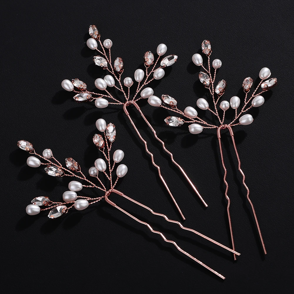 Hair Accessories Bridal Hair Accessories 3PCS Wedding Hair Pins Tiara Headdresses Hair Jewelry Bride Accessories Fascinator