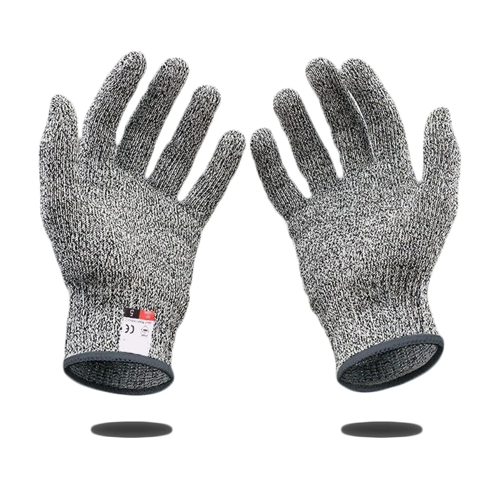 Anti Cut Gloves 1Pair Grey Black HPPE EN388 ANSI Anti-cut Level 5 Safety Work Gloves Cut Resistant