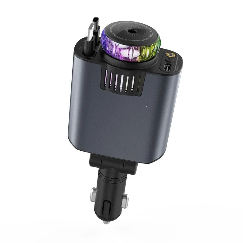 Upgraded Fashionable 5 in 1 Car Charger with Two Expansion Cables and Multifunctional Cigarette Lighter Plug for Fragrance Spray 6