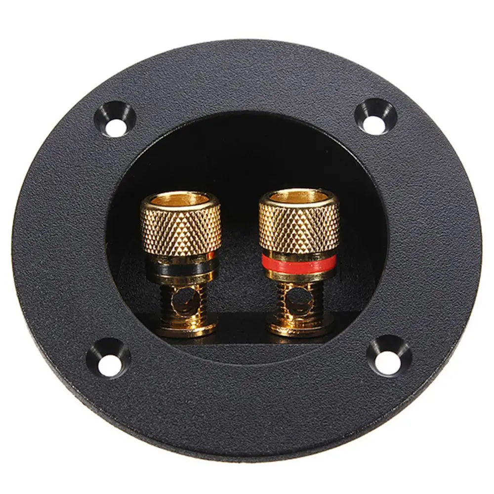 

Black High Quality Gilded Spring Cup Subwoofer Speaker Terminal Connectors Stereo Plug Round Boxes with 2 Banana Jack