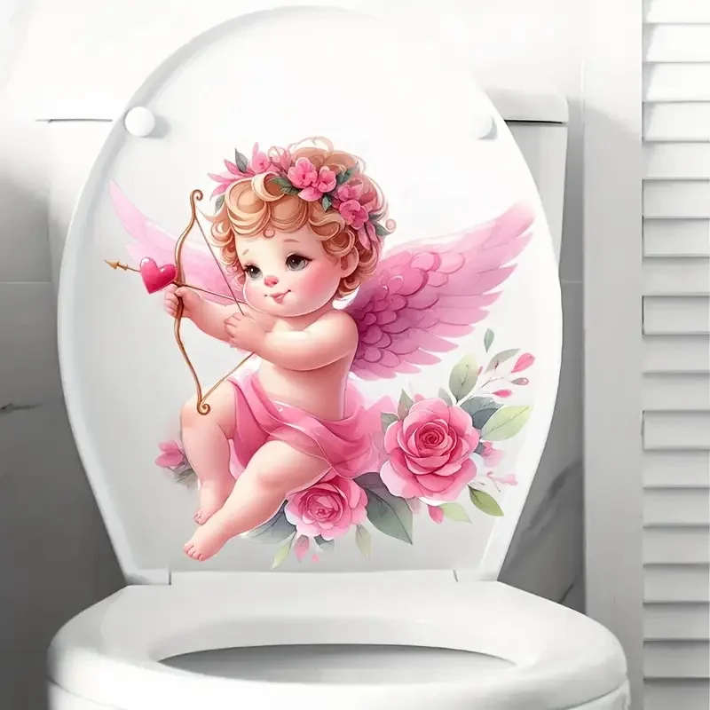 Love Bow and Arrow Toilet Stickers Bright Bathroom for Home Decoration Vinyl Animal Decals Art Wall Paper Poster vinyl stickers toilet stickers toilet wall stickers toilet seat stickers