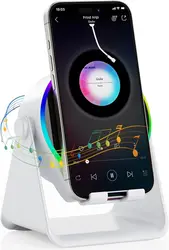 RGB Bluetooth Wireless Speaker with Portable HiFi Sound and Magnetic Stand (White)