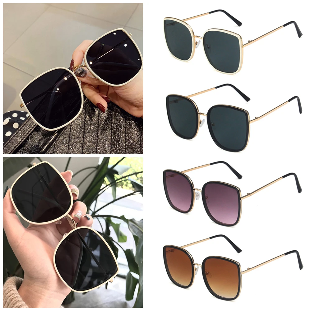 

Unisex Fashion Square Frame Sunglasses Anti-UV Travel Sun Visor Retro High Quality Metal Large Frame Sunglasses Retro Style Punk