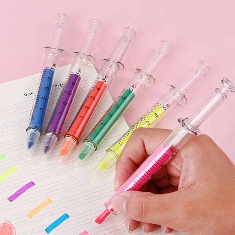 Ballpoint Pen 6Pcs Ballpoint Pen with Liquid Syringe Injector Shape