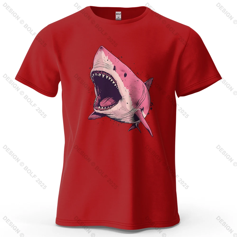 Pink Shark Cartoon Graphic Oversized 100% Cotton T-Shirt - Unisex Streetwear Tee