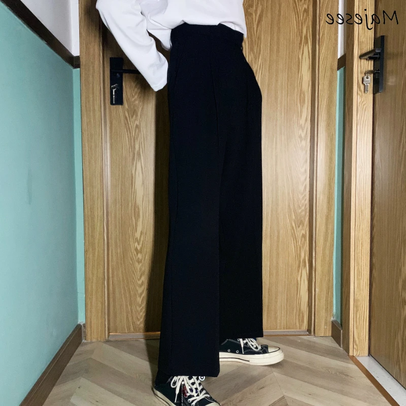 Casual Pants Men Solid Simple Large Size 3XL Button Fly Korean Style Straight Trousers All-match Ankle-length Loose