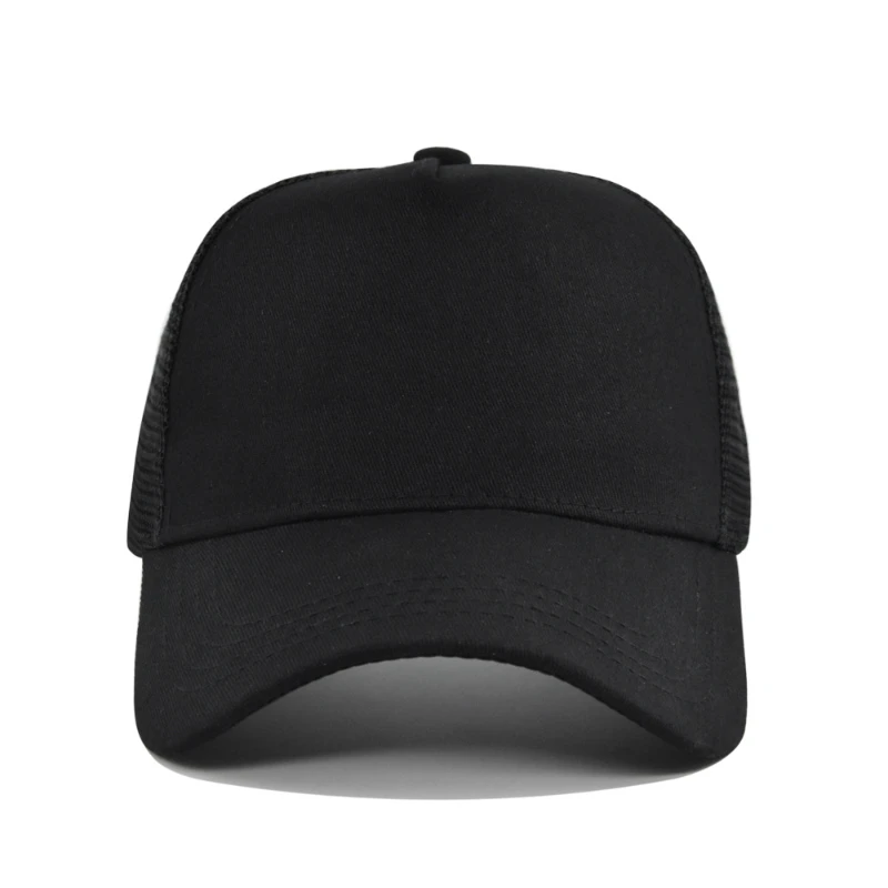 Customized Logo Hard Top 5 Pieces Mesh Baseball Cap For Men Women Advertising Cap Breathable Sun Hat Solid Color Visor Gorra 2