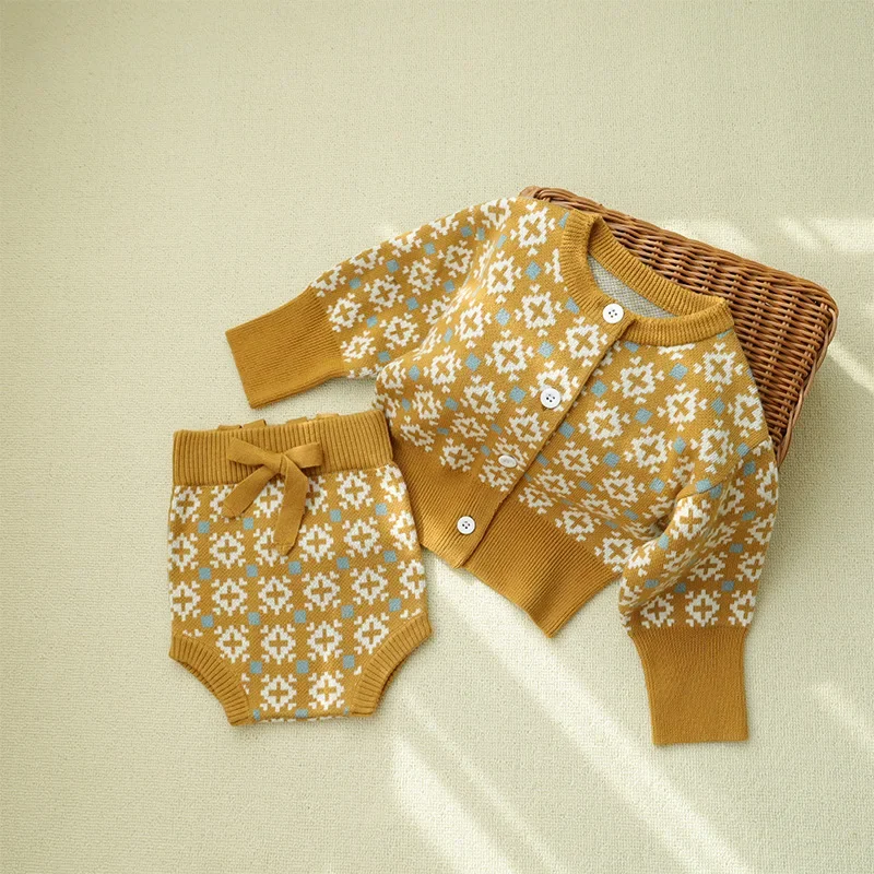 남아여아 코튼 니트 가디건, 빈티지 울 혼방 자카드 코트, 겨울  의류,  가디건