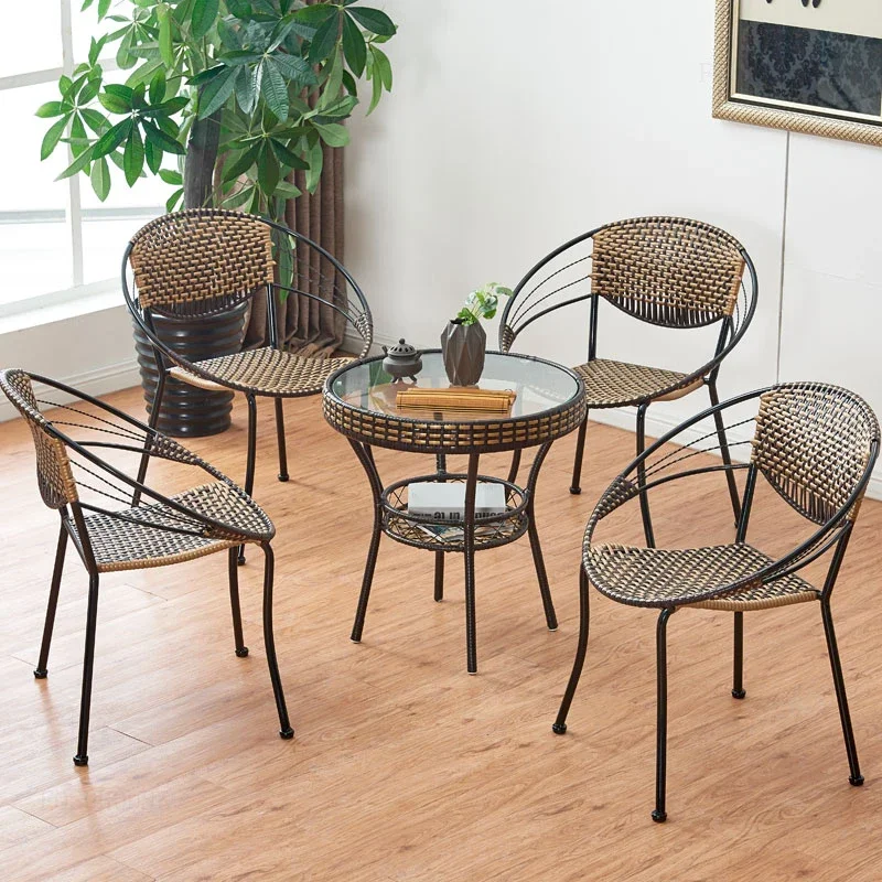 Personality Anti-slip Chairs for Balcony Breathable Backrest Single Garden Chairs Chinese Rattan Garden Furniture for Farm