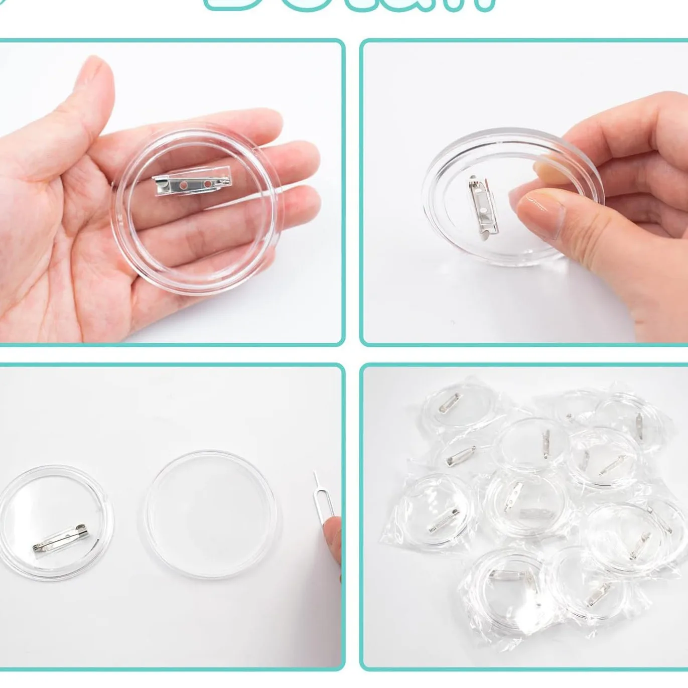 10PCS Clear Acrylic Badge Blanks DIY Button Pins for Custom Photos Sewing & Clothing Projects acrylic badges