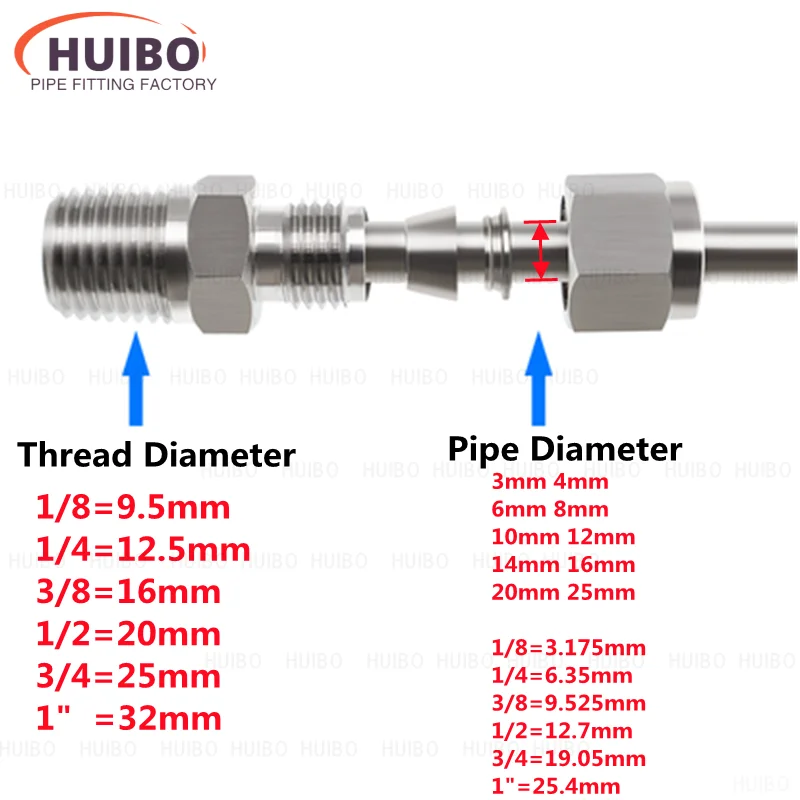 SS 304 Stainless Steel Double Ferrule Ring Compression Connector 6mm-25mm Tube to 1/8" 1/4" 3/8" 1/2" Male NPT Pipe Fitting pipe fitting water pipe fitting hose pipe fitting 1pcs